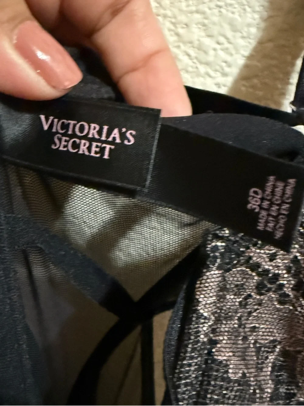 Victoria's‎ Secret Black and Pink Lace Bustier with Garter Straps Sz 36D